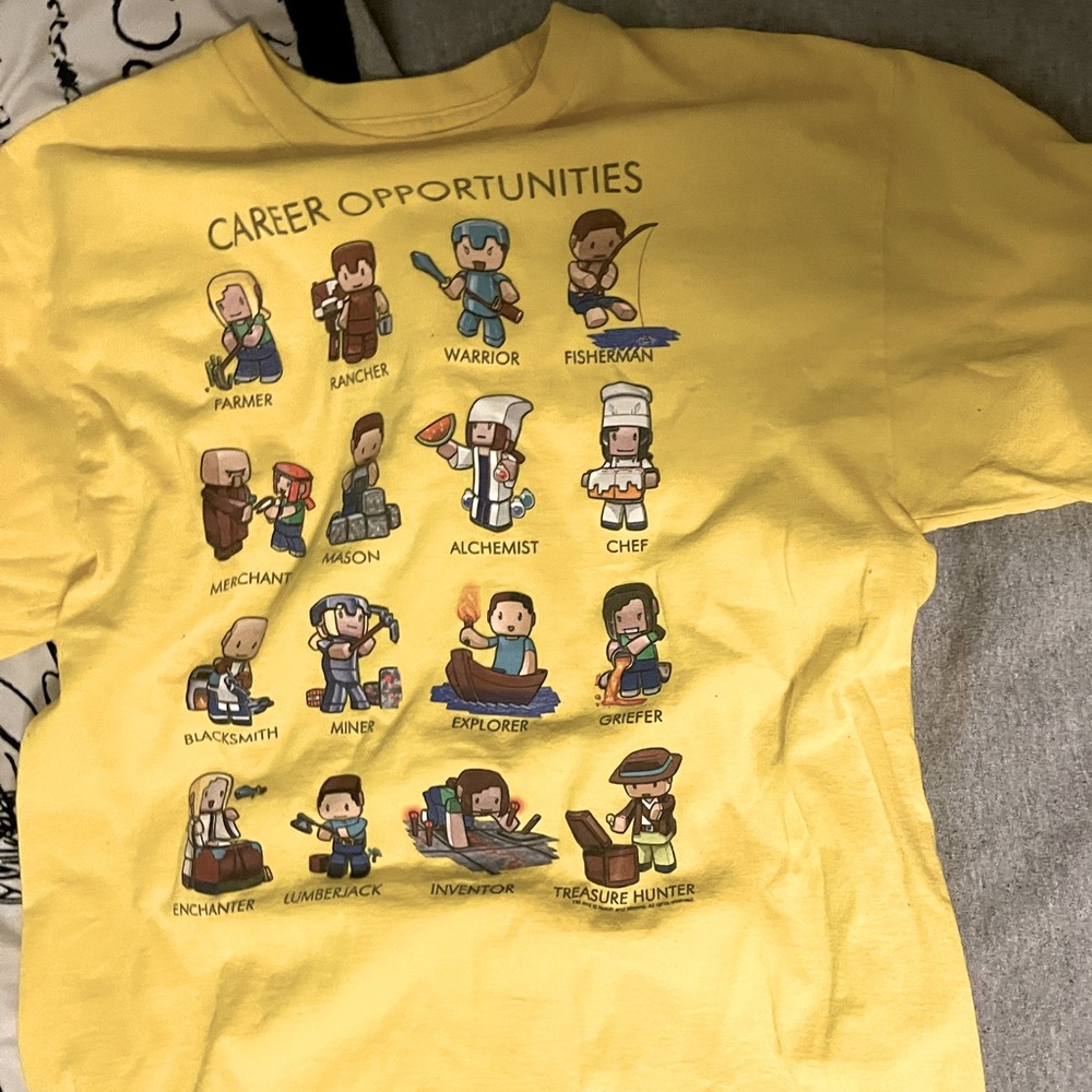 Yellow Minecraft character shirt (NOT GENDER SPECIFIC)